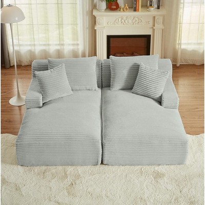Dolonm 78.8" Double Sofa, Compressed Boneless Sofa Made of Corduroy, Requires No Installation,for Living Rooms Bedrooms