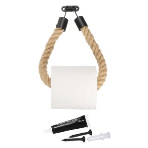 Unique Bargains  Jute Rope Wall-Mounted Toilet Paper Holder with Metal Hook - 1 of 4
