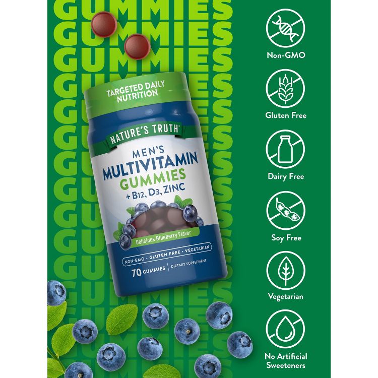 Nature's Truth Multivitamin for Men Gummies | 70 Count | Blueberry Flavor, 3 of 7