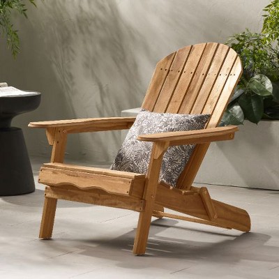CAVINAS Wooden Folding Adirondack Chair, Rustic Foldable Outdoor Chair with Slatted Design, Portable Camping Chair for Adults, Patio Chair