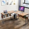 Costway L-Shaped Computer Desk Drafting Table Workstation w/Tiltable Tabletop &Bookshelf - 3 of 4