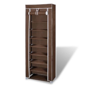 vidaXL Fabric Shoe Cabinet with Cover 22" x 11" x 64" Brown - 1 of 4