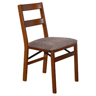 Set of 2 Classic Slat Back Folding Chair Fruitwood - Stakmore