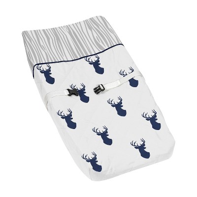 Image of Sweet Jojo Designs Changing Pad Cover - Navy & White Stag
