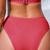 Women's Textured Cherry Red Mid Waisted Bikini Bottom Swimsuit - Cupshe - 4 of 4