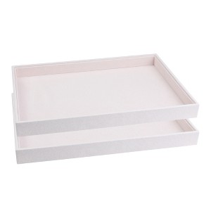 Unique Bargains Stackable Velvet Light Pink Jewelry Organizer Trays with Removable Dividers Set of 2 - 1 of 4