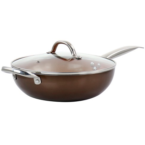 Copper Pan 11-Inch Nonstick Copper Ceramic Griddle Pan w/ Stainless Steel  Handle