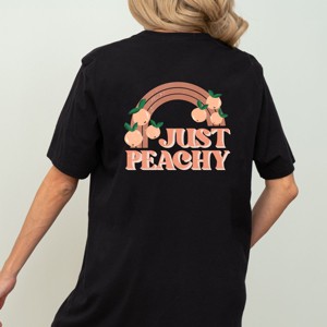 Simply Sage Market Just Peachy Rainbow Front and Back Design Short Sleeve Tee - XS - Black - 1 of 4