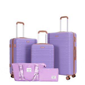 Lyngins 20/24/28 Inch 5 PCs Carry on Luggage Sets with Travel Duffel Bag and Toiletry Bag,Suitcases Sets with Spinner Wheels for Family Trips - 1 of 4