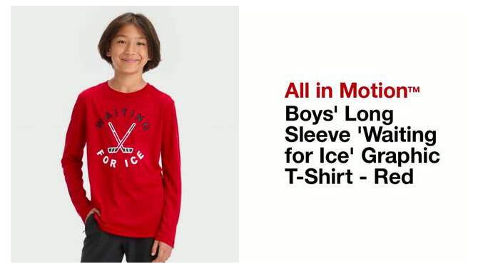 Boys&#39; Long Sleeve &#39;Waiting for Ice&#39; Graphic T-Shirt - All In Motion™ Red, 2 of 5, play video
