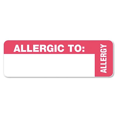 Tabbies Medical Labels for Allergy Warnings 1 x 3 White 500/Roll 40562
