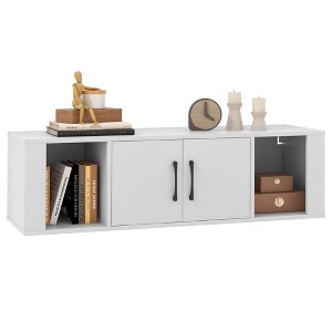 Costway 2-Door Floating Storage Cabinet with 2 Cubes Console Storage Hutch Under TV - 1 of 4