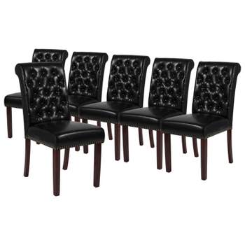 Flash Furniture Set of 6 HERCULES Series Parsons Chairs with Rolled Back, Accent Nail Trim
