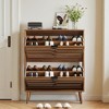 Chic Crate 31.5" Modern Walnut Shoe Cabinet with Flip Drawers, Entryway Storage for Hallway & Mudroom - 4 of 4