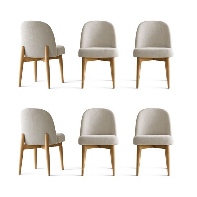 Upholstered Linen Dining Chairs with Solid Wood Legs, Modern Armless Fabric Chairs for Dining Room or Kitchen Table-Maison Boucle