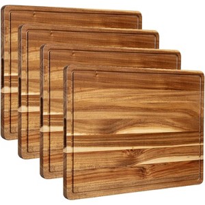Extra Large Wooden Cutting Board Heavy Duty Chopping Board with Juice Groove, Thick Acacia Wood Butcher Block, 20 x15 inch, 4pcs - 1 of 4