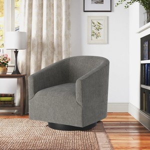 PAGED Fabric Accent Chair with Solid Wood Base, 360° Swivel Lounge Chair for Living Room, Bedroom, Study, Navy Blue - 1 of 4