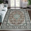 Machine Washable Area Rug Non Slip Rug Vintage Medallion Low Pile Foldable Rugs Stain Resistant Carpet For Bedroom Living Room Kids Room Study Room - 2 of 4