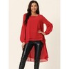 Seta T Women's Lantern Long Sleeve Round Neck High Low Irregular Hem Casual Blouse - 3 of 4