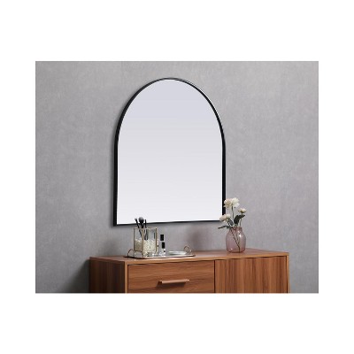 Black Metal Arch Wall Mirror with MDF Backing