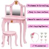 Kids Vanity Table & Stool Set, Mirror and Stool, Storage Drawer, Wooden Princess Makeup Dressing Table, Makeup Dressing Table for Girls - 3 of 4