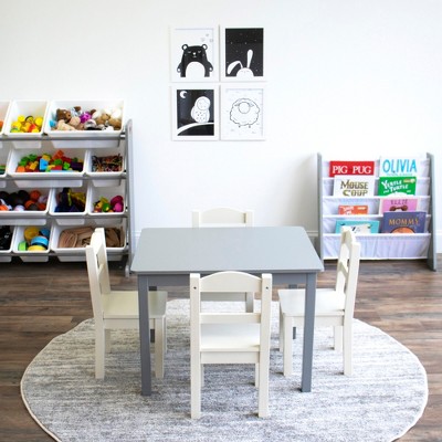Kids' Gray and White L-Shaped Book Rack