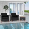 Tangkula 3PCS Patio Rattan Conversation Set Outdoor Furniture Set w/ Cushions - 2 of 4