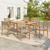 7 Piece Outdoor Patio Dining Set,Acacia Wood Dining Table and 6 Faux Wicker Dining Chairs Set,Rustic Wood Garden Dining Set for Deck-Coolbibila - 2 of 4