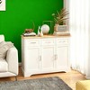ORRD Kitchen Island with Storage, Butcher Block Sideboard Buffet Cabinet with Adjustable Shelf, White & Wood Grain - 3 of 4