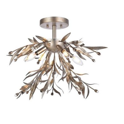 Elegant Lighting Priscilla 18.5 inch flush mount in silver leaf