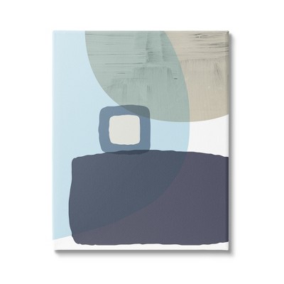 Stupell Modern Sleek Blue Geometric Shapes Gallery Wrapped Canvas Wall Art