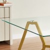 Gulches 35.4¡± Square Tempered Glass Dining Table - Gold Metal Legs, 180 lbs Capacity, Space-Saving Design for Small Dining Room/Living Room - 2 of 4