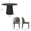 5-Piece Modern Black Dining Table Set, 46" Round Pedestal Table and 4 Upholstered Linen Chairs for Kitchen or Small Spaces-Maison Boucle - 4 of 4