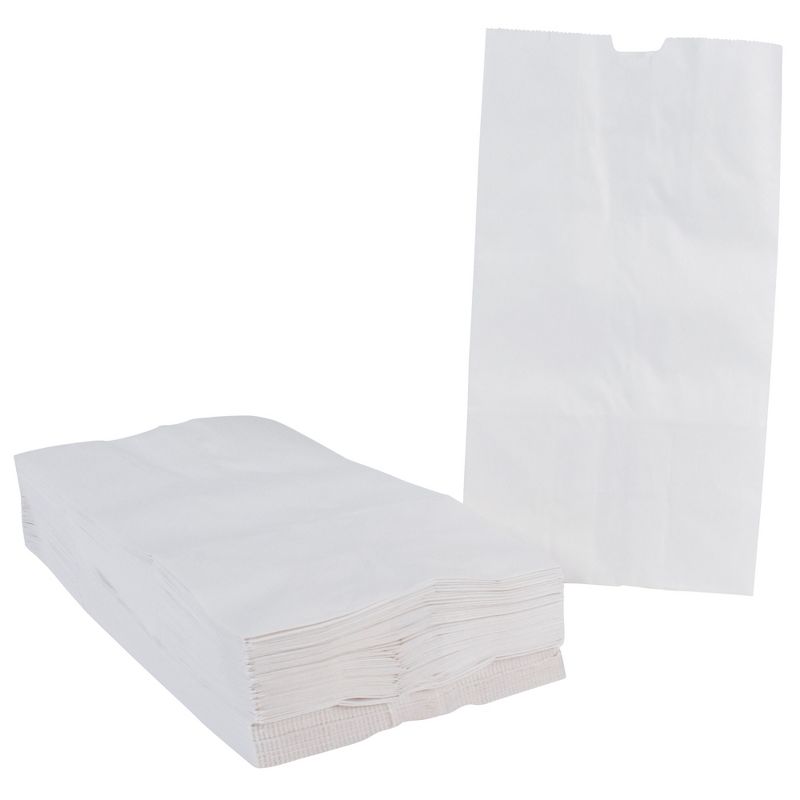 School Smart Paper Bags with Flat Bottom, 6 x 11 Inches, White, Pack of 100, 1 of 5