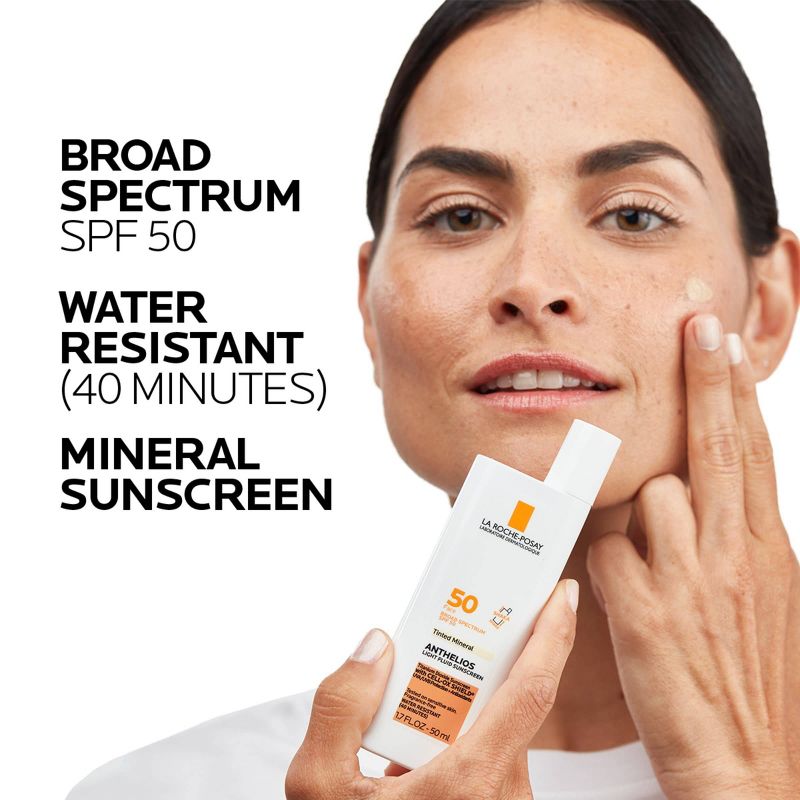 La Roche Posay Anthelios Tinted Face Sunscreen SPF 50, Ultra-Light Fluid Mineral Face Sunscreen with Titanium Dioxide - SPF 50 - 1.7 fl oz​, 4 of 17