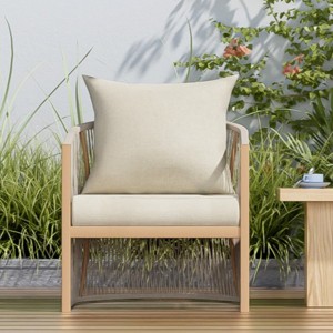 Modern Curved Back Aluminum Patio Accent Arm Chair,Outdoor Poolside Lounge Chair,Woven Rope Back Garden Armchair with Cushion-Coolbibila - 1 of 4