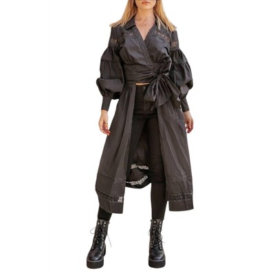 Women's Balloon Sleeve Long Wrap Top - Strut & Bolt