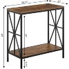 HomeStock Belmont Chairside End Table with Charging Station and Shelf, Two USB Ports, Crisscross Frame Accent Side Table for Living Room Use - 4 of 4