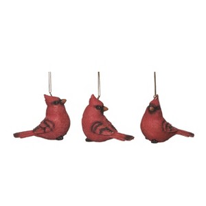 Transpac Resin Cardinal Ornament Set of 3 Christmas Home Decorations - 1 of 1