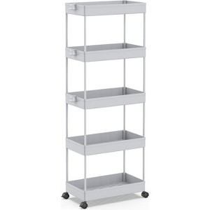 MaseiKar 5-Tier Storage Cart Organizer Rolling Utility Cart, Mobile Shelving Unit Slide Out Storage Shelves for Kitchen Living Room Bathroom - 1 of 4
