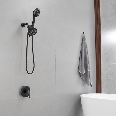 Matte Black Dual Function Rain Shower Faucet Combo Set