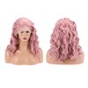 Unique Bargains Women's Halloween Medium Long Body Wave Lace Front Wigs with Wig Cap 16" Pink 1 Pc - image 3 of 4