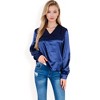 Anna-Kaci Women's Satin V-Neck Blouse with Long Sleeves - 4 of 4