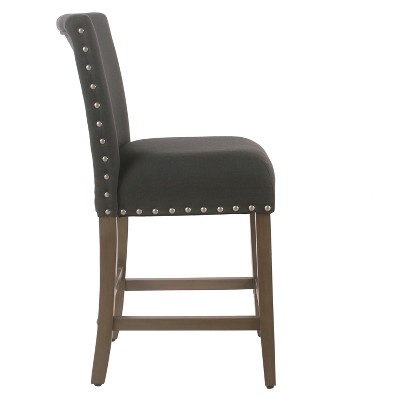 Blake Nailhead 24" Dark Charcoal Acrylic & Wood Counter Stool