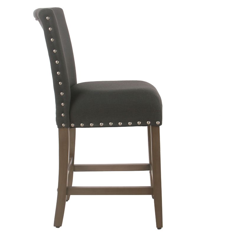 24" Upholstered Counter Height Barstool with Nailheads - HomePop, 3 of 10