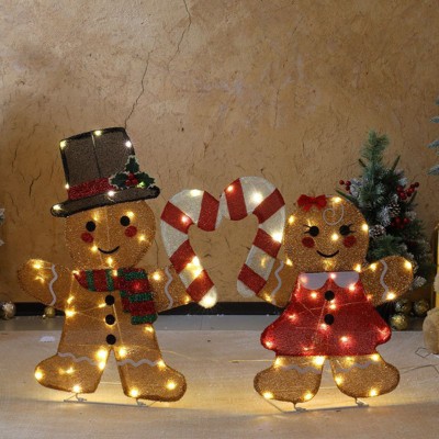 Karl Home 2pcs Gingerbread Man with Candy Cane Christmas Decoration