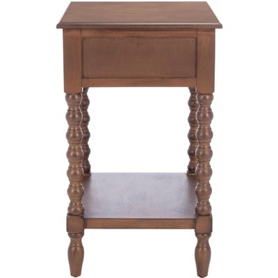 Athena Medium Brown Pinewood Accent Table with Storage