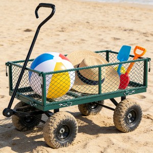 Lyngins 660LBS Heavy-Duty Garden Cart, Inflatable Tire Wagon Cart with Spacious Bed, Grocery Cart on Wheels for Yard Work & Gardening Tasks - 1 of 4