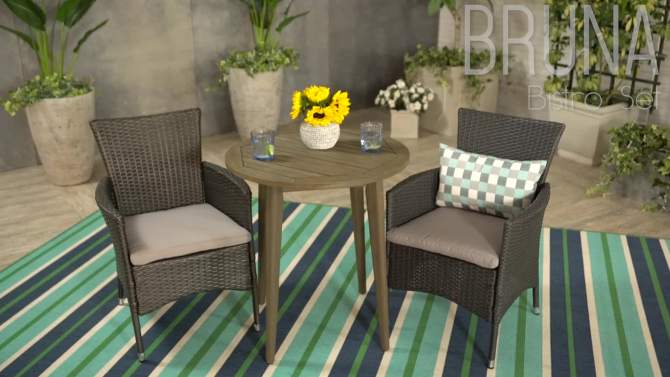 Bruna 3pc Wood &#38; Wicker Bistro Set - Gray/Gray - Christopher Knight Home, 2 of 9, play video
