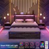 Aheaplus Platform Bed with Hidden Drawers, Storage Headboard, LED Light, and Charge Station - 3 of 4